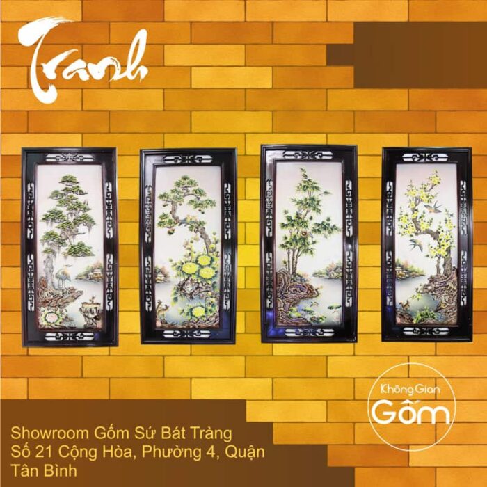 Bộ tranh tứ quý 4 mùa đắp nổi cao cấp - Ảnh 3