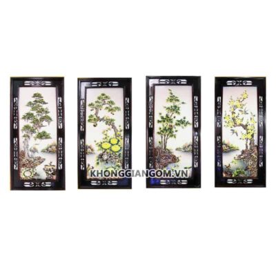 Bộ tranh tứ quý 4 mùa đắp nổi cao cấp