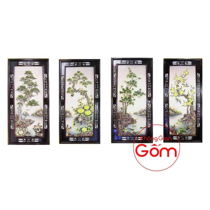 Bộ tranh tứ quý 4 mùa đắp nổi cao cấp - Ảnh 2