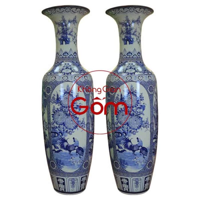 Lục bình tứ cảnh men rạn vẽ kỹ 1M4 - Ảnh 2