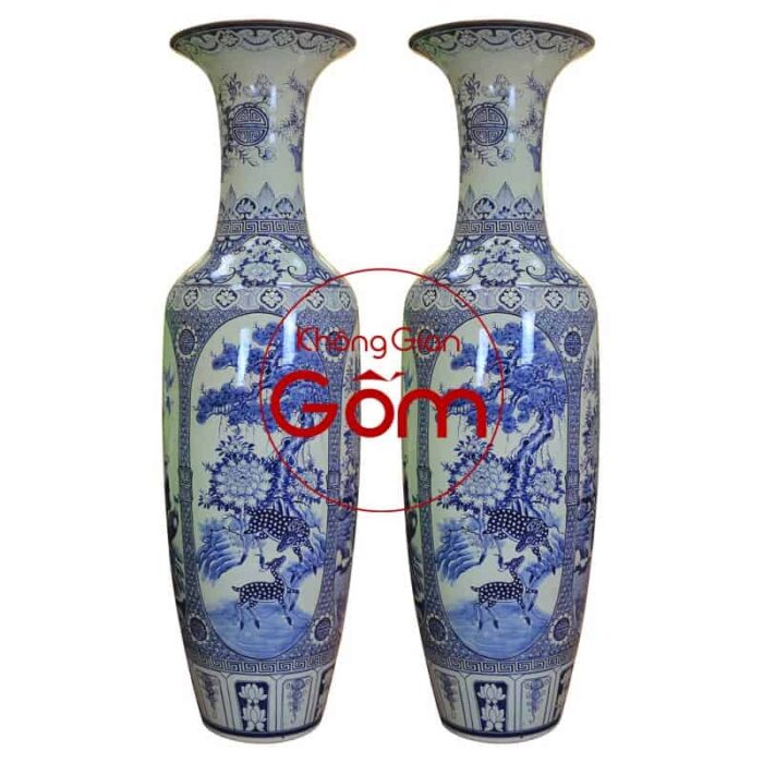Lục bình tứ cảnh men rạn vẽ kỹ 1M4 - Ảnh 3