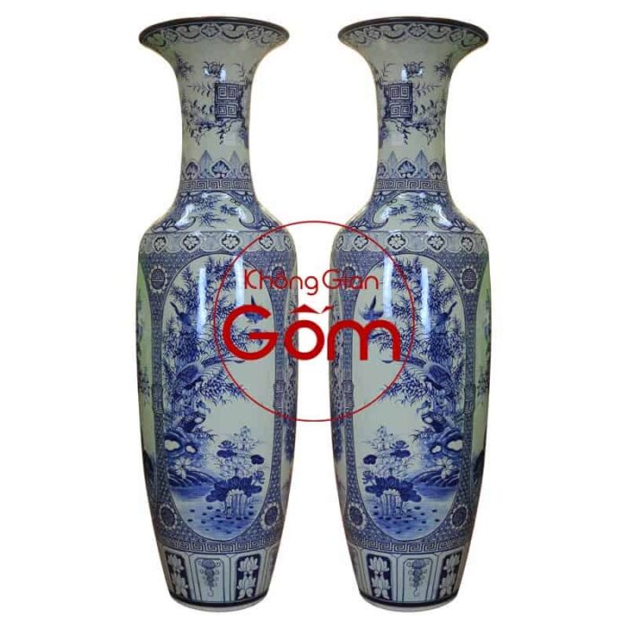 Lục bình tứ cảnh men rạn vẽ kỹ 1M4 - Ảnh 4