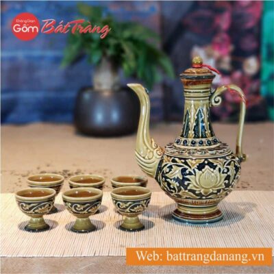 Bộ rượu khắc nổi Bát Tràng