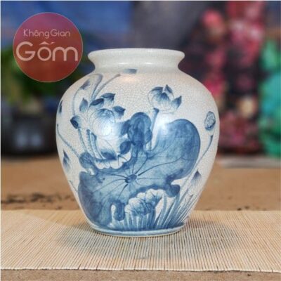 Vò tròn men rạn vẽ sen