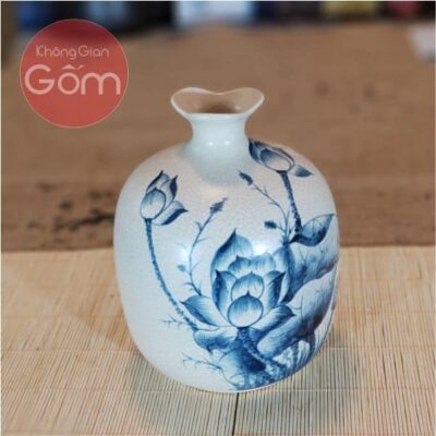 Vò tam giác men rạn vẽ sen S2