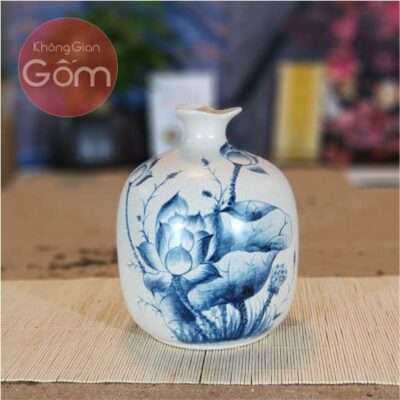 Vò tam giác men rạn vẽ sen S2