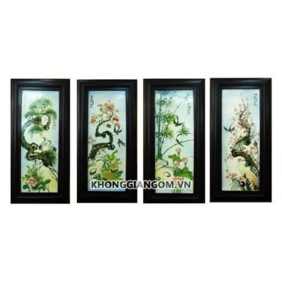 Bộ tranh tứ quý tùng cúc trúc mai vẽ màu
