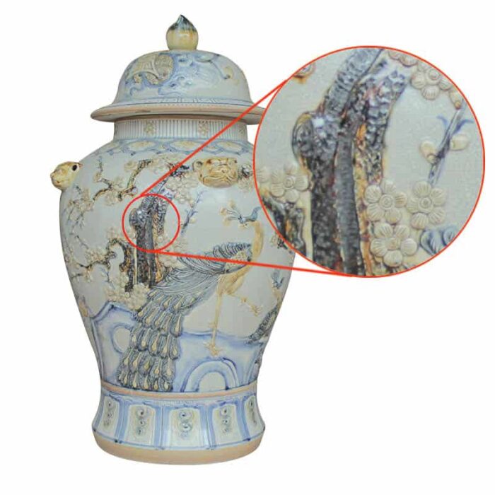 Chóe thờ cúng tứ linh men rạn đắp nổi - Hình ảnh 2