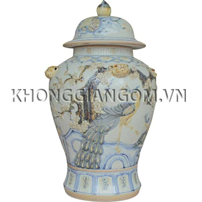 Chóe thờ cúng tứ linh men rạn đắp nổi