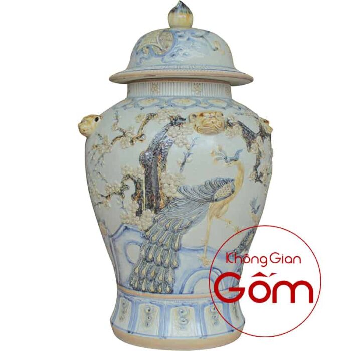 Chóe thờ cúng tứ linh men rạn đắp nổi - Hình ảnh 3