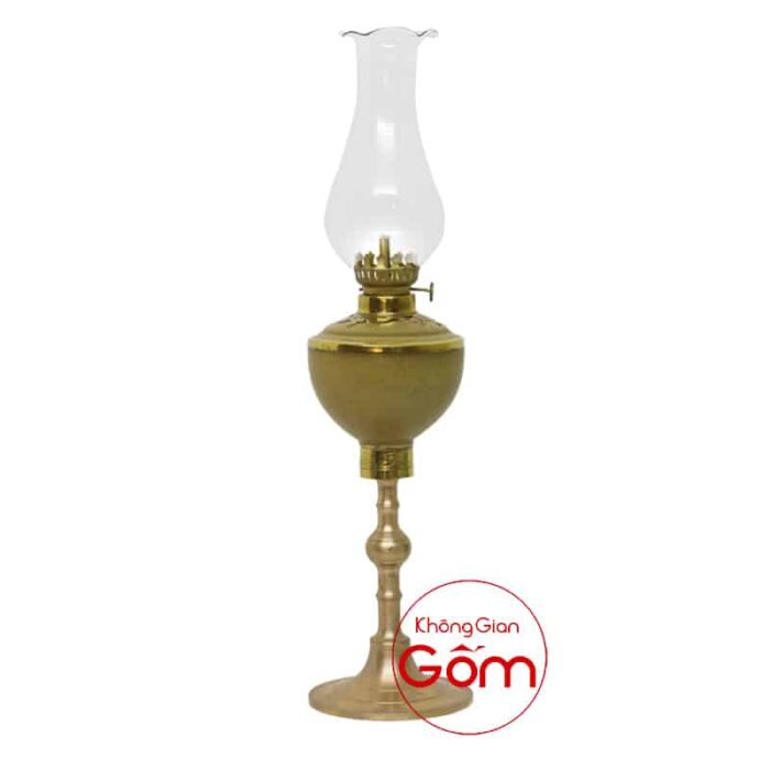 Đèn dầu thờ Bát Tràng chân đồng họa tiết khắc nổi BT-ĐT12 - Hình ảnh 4