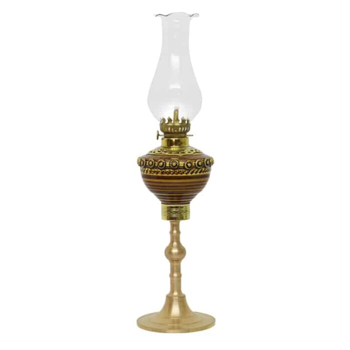 Đèn dầu thờ Bát Tràng chân đồng họa tiết khắc nổi BT-ĐT12 - Hình ảnh 2