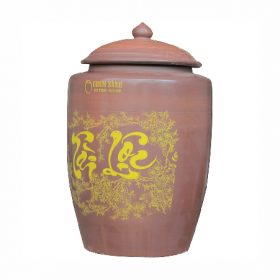 Hũ đựng gạo tài lộc Bát Tràng bằng sành màu nâu BT-HG06