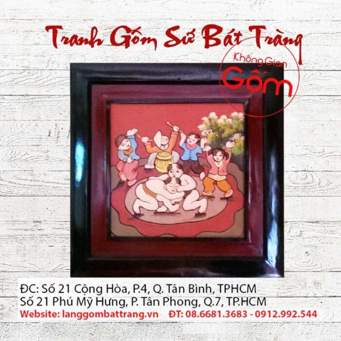 Tranh gốm Hội đấu vật - Hình ảnh 3