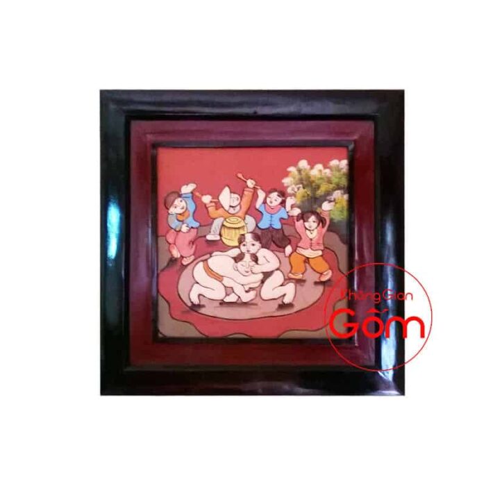 Tranh gốm Hội đấu vật - Hình ảnh 4