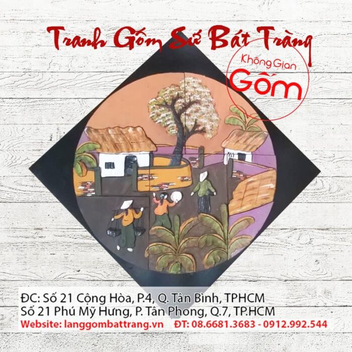 Tranh gốm ghép Làng quê - Ảnh 2