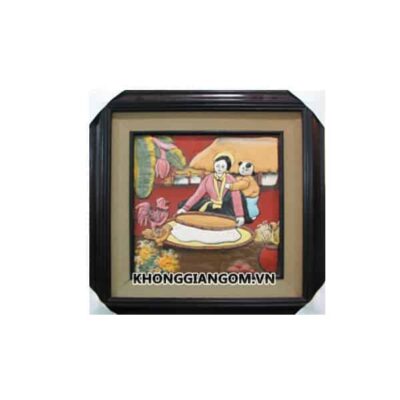 Tranh gốm Mẹ Sàng Gạo
