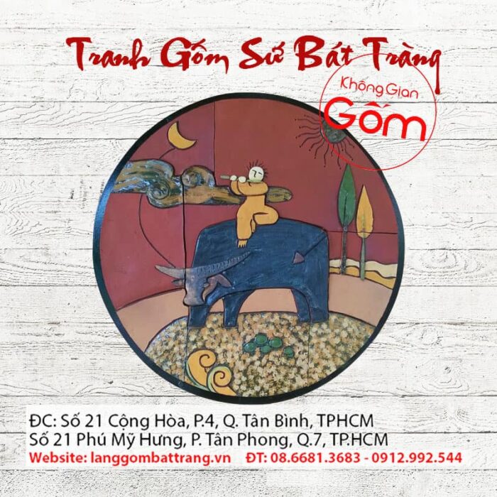Tranh gốm ghép Mục đồng thổi sáo - Ảnh 2