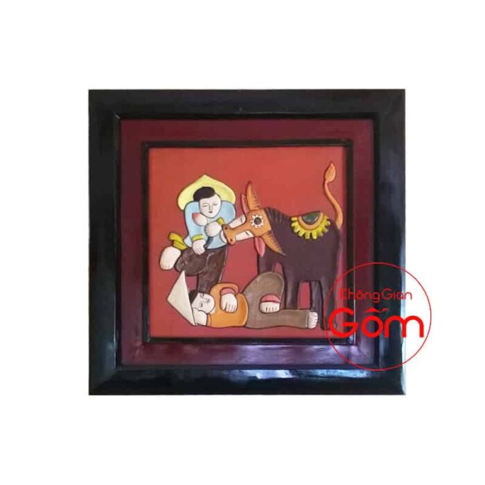 Tranh gốm Em bé chăn trâu - Ảnh 3