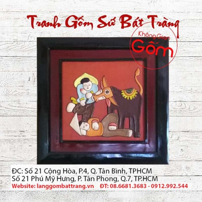 Tranh gốm Em bé chăn trâu - Ảnh 4