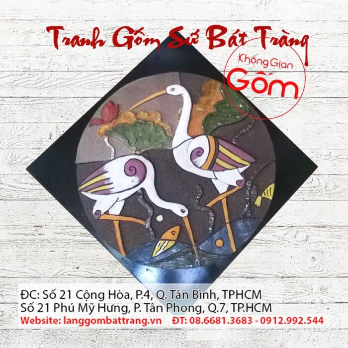 Tranh gốm ghép Cò ăn đêm - Ảnh 2