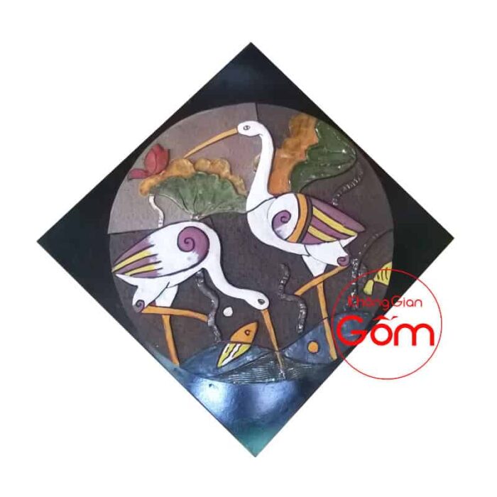 Tranh gốm ghép Cò ăn đêm - Ảnh 4