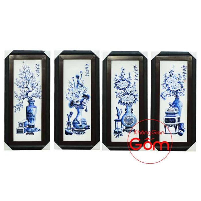 Bộ tranh tứ quý cổ đồ tràm nổi 85cm - Hình ảnh 7
