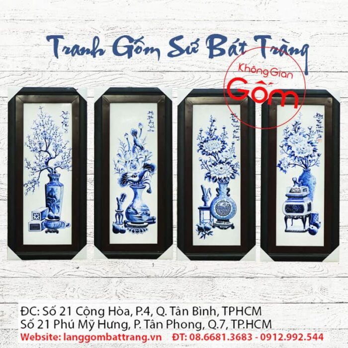 Bộ tranh tứ quý cổ đồ tràm nổi 85cm - Hình ảnh 2