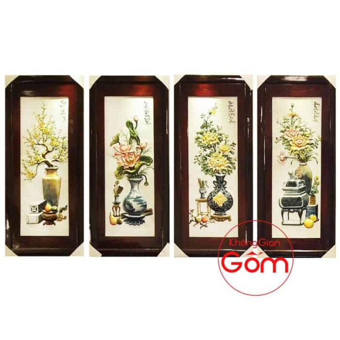 Bộ tranh tứ quý cổ đồ màu nổi 1M2 - Ảnh 7