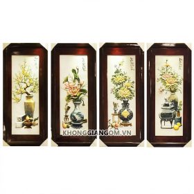 Bộ tranh tứ quý cổ đồ màu nổi 1M2