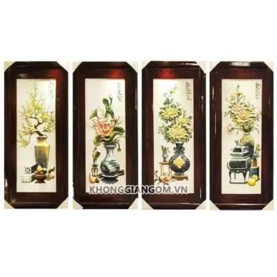 Bộ tranh tứ quý cổ đồ màu nổi 1M2