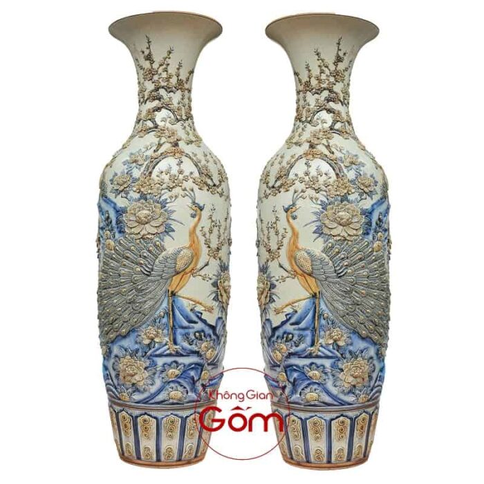 Lộc bình men rạn đắp nổi Tùng Công - Hình ảnh 2