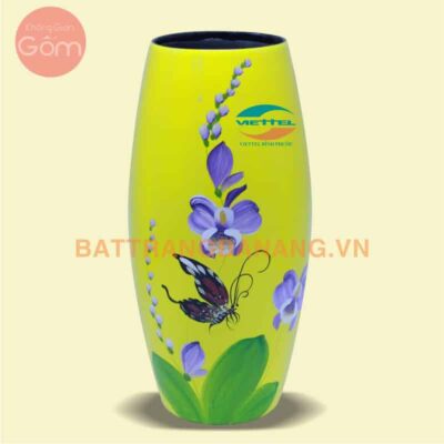 Bình hoa trang trí vẽ tay Bát Tràng KGG05 in logo