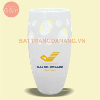 Bình hoa sứ Bát Tràng in Logo - KGG06