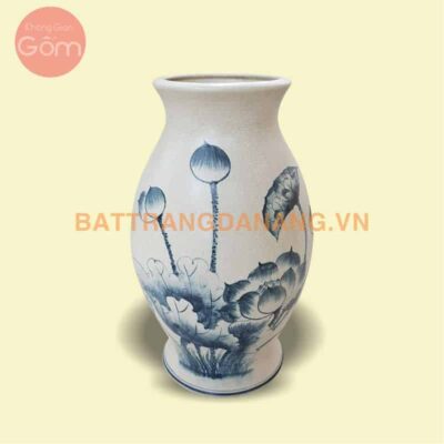 Bình hoa men rạn Bát Tràng KGG18 in logo