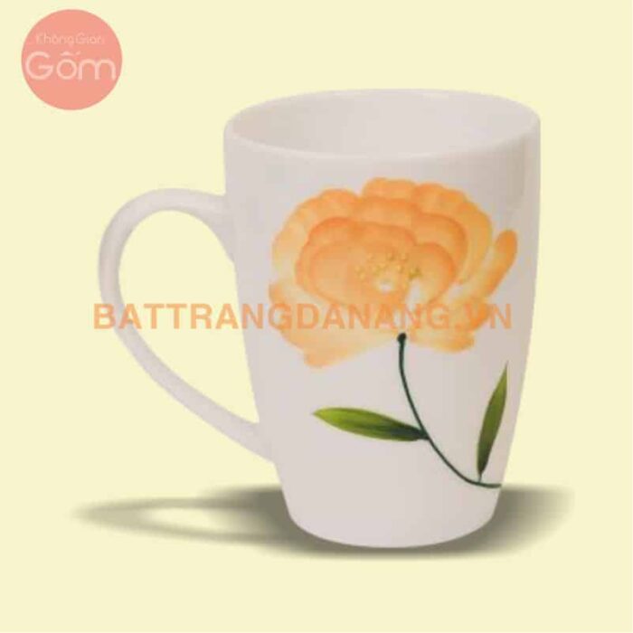 Ly sứ vẽ hoa cẩm chướng in Logo KGG03