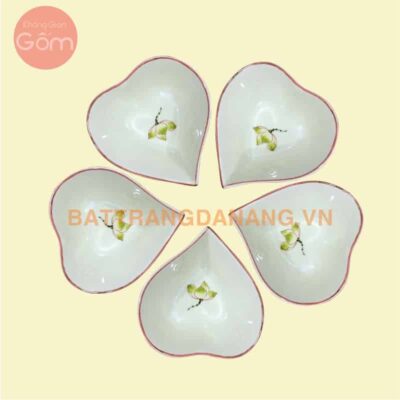 Khay mứt trái tim sứ Bát Tràng KGG05