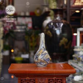 Nậm rượu đồ thờ men rạn hoạ tiết rồng BT-NRT01