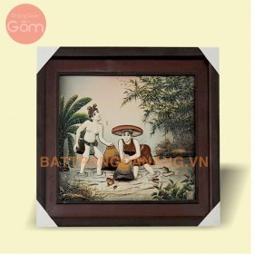 Tranh sứ Đơm cá Bát Tràng