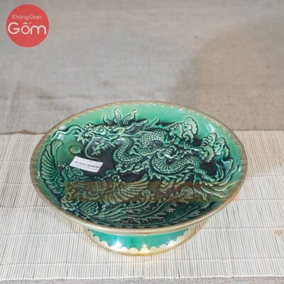 Mâm bồng đồ thờ men lục bảo