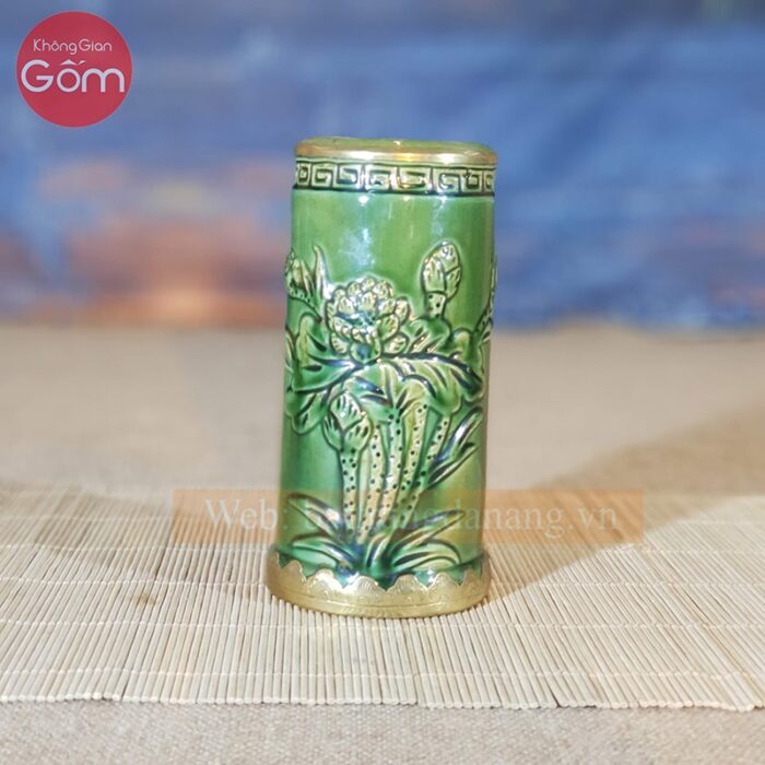 Ống hương đồ thờ men lục bảo