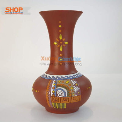 Bình hoa gốm miệng loe cổ cao
