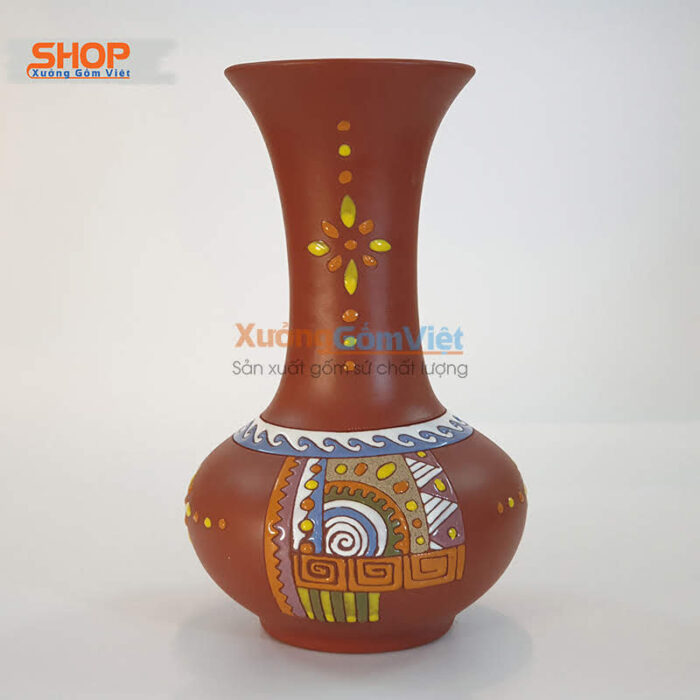 Bình hoa gốm miệng loe cổ cao