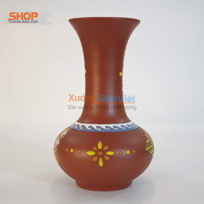 Bình hoa gốm miệng loe cổ cao