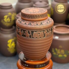Chum rượu hoạ tiết trống đồng Đông Sơn Âu Lạc BT-CR02
