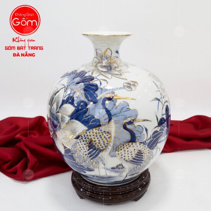 binh-hut-loc-mem-lam-ve-vang-24k-chim-hac-hoa-sen-phu-quy-truong-tho-cao-30cm
