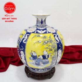 Bình hút lộc vẽ vàng 24k tứ cảnh Bách Nhi Bách Phúc 30cm BT-HL09