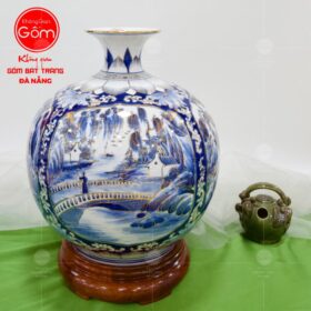 Bình hút lộc vẽ vàng 24k tứ cảnh Sơn Thuỷ Hữu Tình 33cm BT-HL11