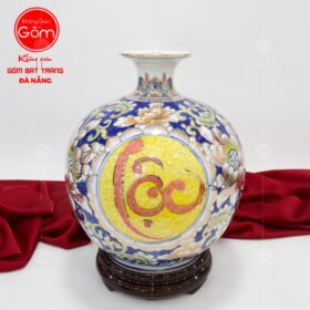 Bình hút lộc vẽ vàng 24k chữ lộc hoa khai phú quý 30cm BT-HL16