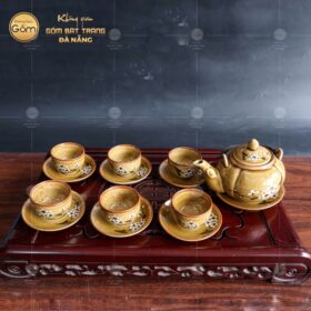 Bộ ấm chén Bát Tràng men mật BT-BAT02